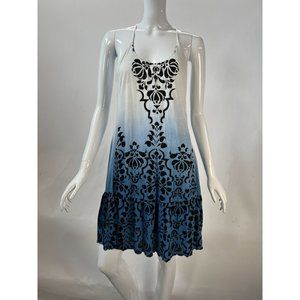Testament Spaghetti Stap Ombre Sun Dress Size Medium Blue Cotton Blend